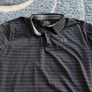 NWOT..Under Armour Men's “The Playoff” Charcoal Striped Polo